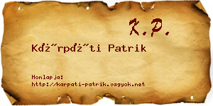 Kárpáti Patrik névjegykártya